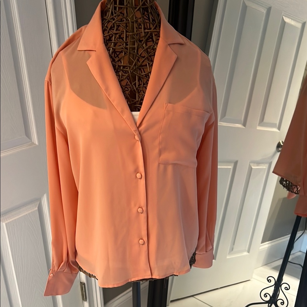 Worthington Orange Long Sleeve Button Down Shirt